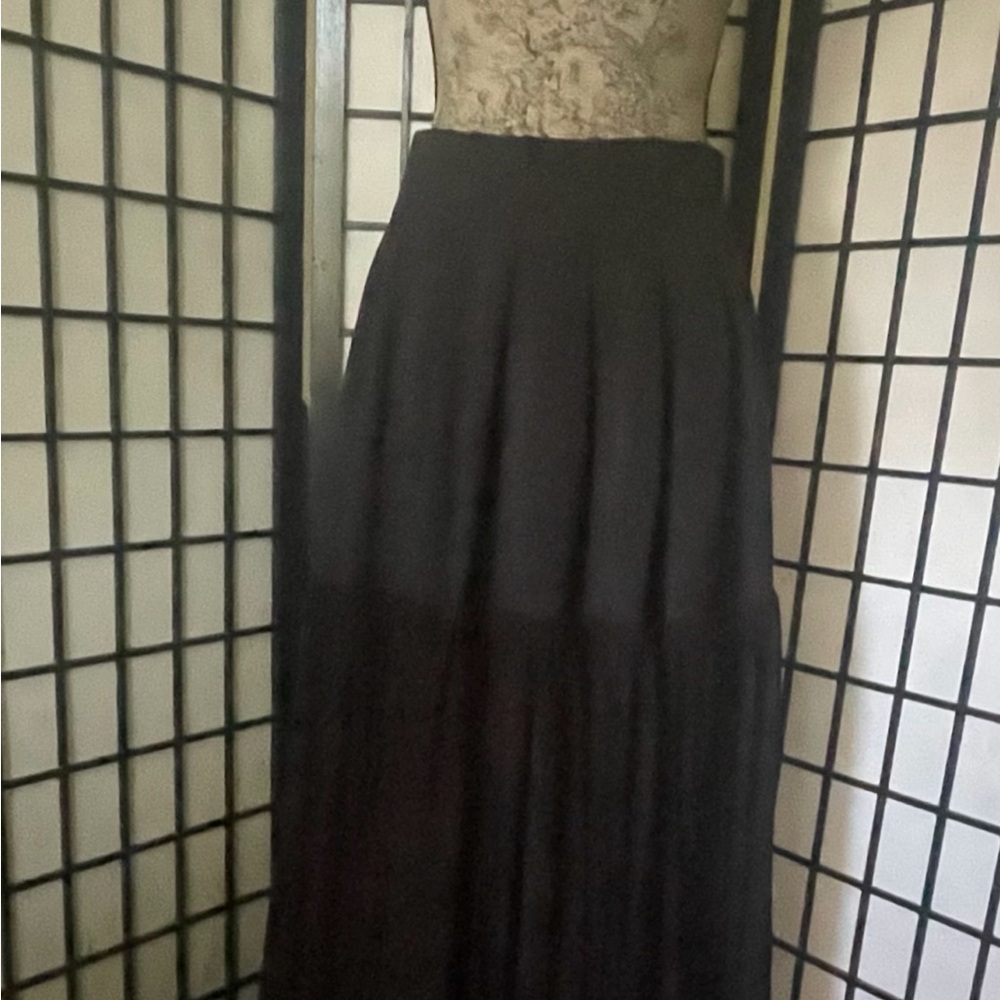 Jonathan Simkhai Black Tiered Maxi Skirt